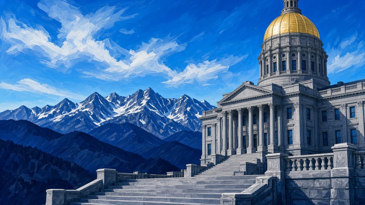 Editorial illustration of the Colorado State Capitol gold dome